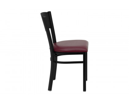 BLNK HERCULES Series Black Metal Circle Back Restaurant Chair with Burgundy Vinyl Seat