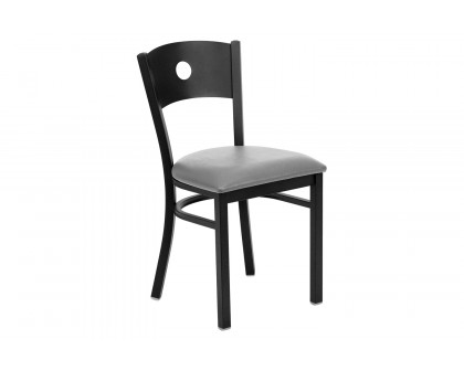 BLNK HERCULES Series Black Metal Circle Back Restaurant Chair with Vinyl Seat