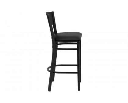 BLNK HERCULES Series Black Metal Circle Back Restaurant Bar Stool with Vinyl Seat - Black