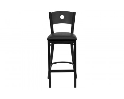 BLNK HERCULES Series Black Metal Circle Back Restaurant Bar Stool with Vinyl Seat - Black