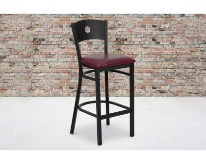 BLNK HERCULES Series Black Metal Circle Back Restaurant Bar Stool with Vinyl Seat