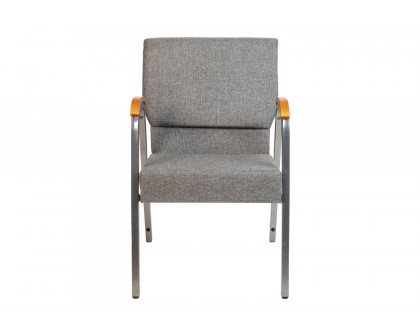 BLNK™ HERCULES Series Fabric Stacking Wood Accent Arm Church Chair with Silver Vein Frame - Gray