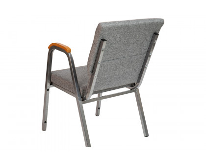 BLNK™ HERCULES Series Fabric Stacking Wood Accent Arm Church Chair with Silver Vein Frame - Gray