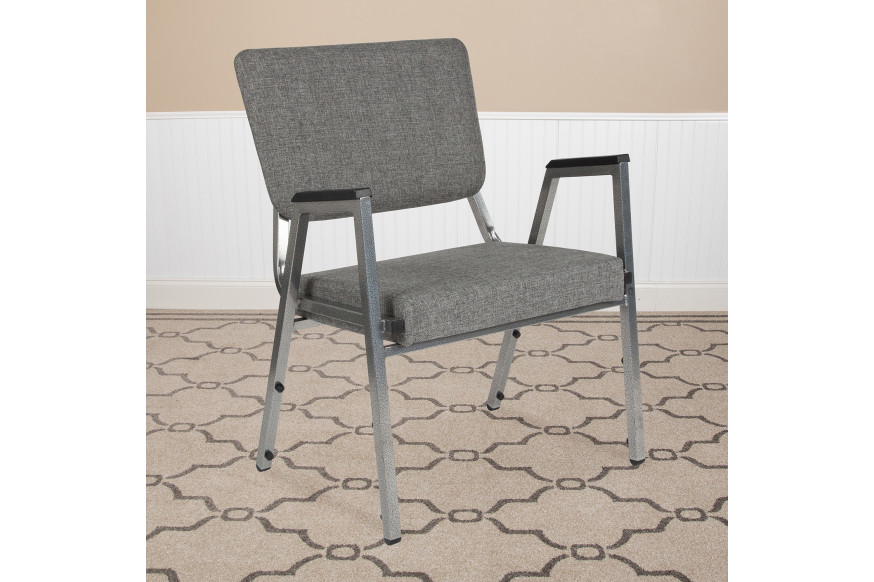 BLNK™ HERCULES Series Fabric Antimicrobial Bariatric Medical Reception Arm Chair with 3/4 Panel Back - Gray