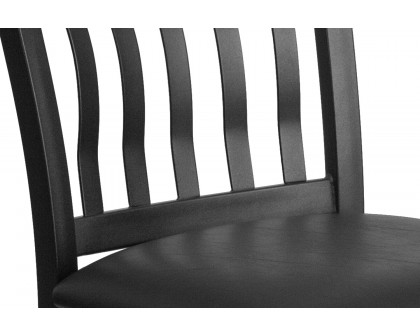 BLNK Eclipse Series Black Metal Vertical Back and Wood Restaurant Chair with Black Vinyl Seat - Walnut