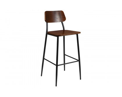 BLNK - Lincoln Collection Industrial Bar Stool with Gunmetal Steel Frame and Rustic Wood Seat