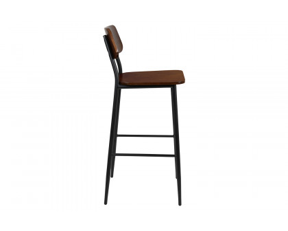 BLNK - Lincoln Collection Industrial Bar Stool with Gunmetal Steel Frame and Rustic Wood Seat