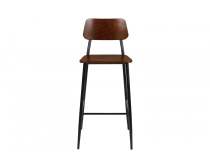 BLNK - Lincoln Collection Industrial Bar Stool with Gunmetal Steel Frame and Rustic Wood Seat