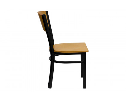 BLNK - HERCULES Series Black Metal Circle Back Restaurant Chair with Natural Wood Back and Seat