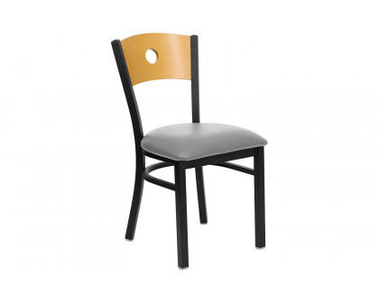 BLNK HERCULES Series Black Metal Circle Back Restaurant Chair with Vinyl Seat