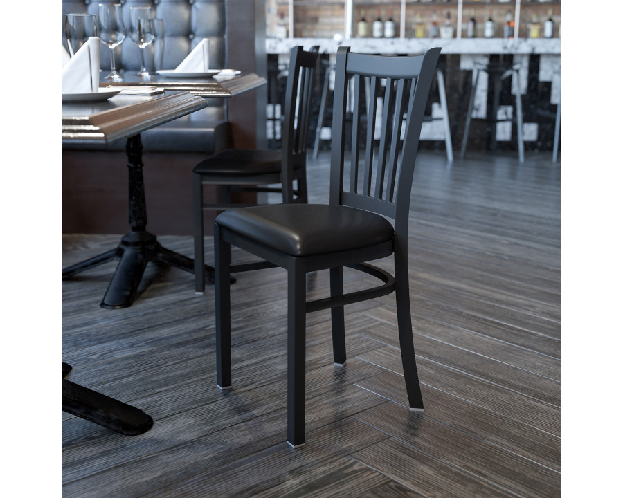 BLNK HERCULES Series Black Metal Vertical Back Restaurant Chair with Vinyl Seat