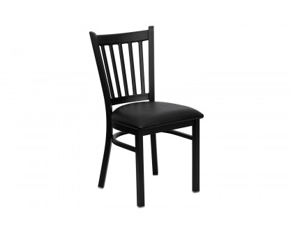 BLNK HERCULES Series Black Metal Vertical Back Restaurant Chair with Vinyl Seat