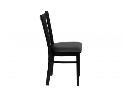 BLNK HERCULES Series Black Metal Vertical Back Restaurant Chair with Vinyl Seat - Black