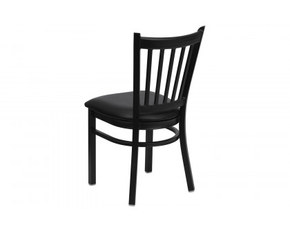 BLNK HERCULES Series Black Metal Vertical Back Restaurant Chair with Vinyl Seat - Black