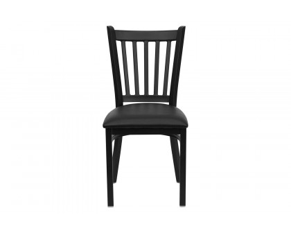 BLNK HERCULES Series Black Metal Vertical Back Restaurant Chair with Vinyl Seat - Black