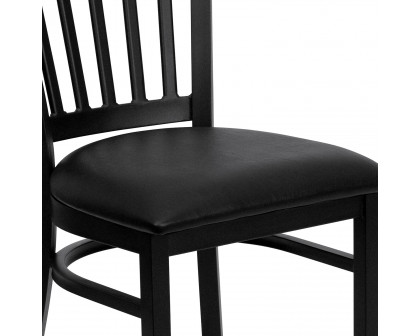 BLNK HERCULES Series Black Metal Vertical Back Restaurant Chair with Vinyl Seat - Black