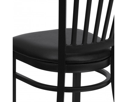 BLNK HERCULES Series Black Metal Vertical Back Restaurant Chair with Vinyl Seat - Black