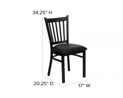 BLNK HERCULES Series Black Metal Vertical Back Restaurant Chair with Vinyl Seat - Black