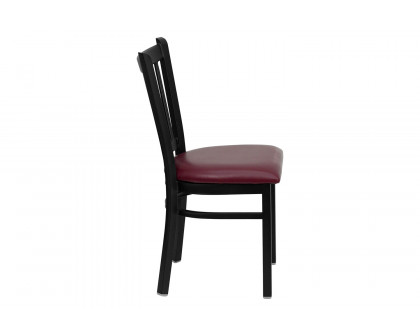 BLNK HERCULES Series Black Metal Vertical Back Restaurant Chair with Vinyl Seat - Burgundy