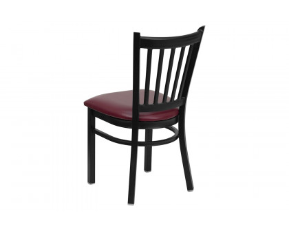 BLNK HERCULES Series Black Metal Vertical Back Restaurant Chair with Vinyl Seat - Burgundy