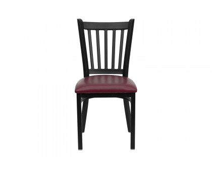 BLNK HERCULES Series Black Metal Vertical Back Restaurant Chair with Vinyl Seat - Burgundy