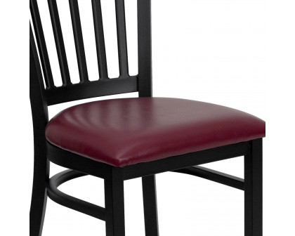 BLNK HERCULES Series Black Metal Vertical Back Restaurant Chair with Vinyl Seat - Burgundy