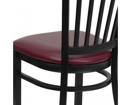 BLNK HERCULES Series Black Metal Vertical Back Restaurant Chair with Vinyl Seat - Burgundy