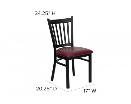 BLNK HERCULES Series Black Metal Vertical Back Restaurant Chair with Vinyl Seat - Burgundy