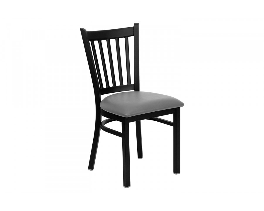 BLNK - HERCULES Series Black Metal Vertical Back Restaurant Chair with Custom Upholstered Seat