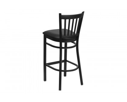 BLNK HERCULES Series Black Metal Vertical Back Restaurant Bar Stool with Vinyl Seat - Black