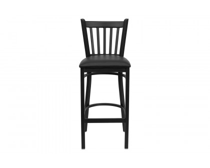 BLNK HERCULES Series Black Metal Vertical Back Restaurant Bar Stool with Vinyl Seat - Black