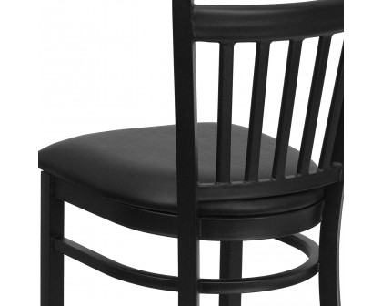 BLNK HERCULES Series Black Metal Vertical Back Restaurant Bar Stool with Vinyl Seat - Black