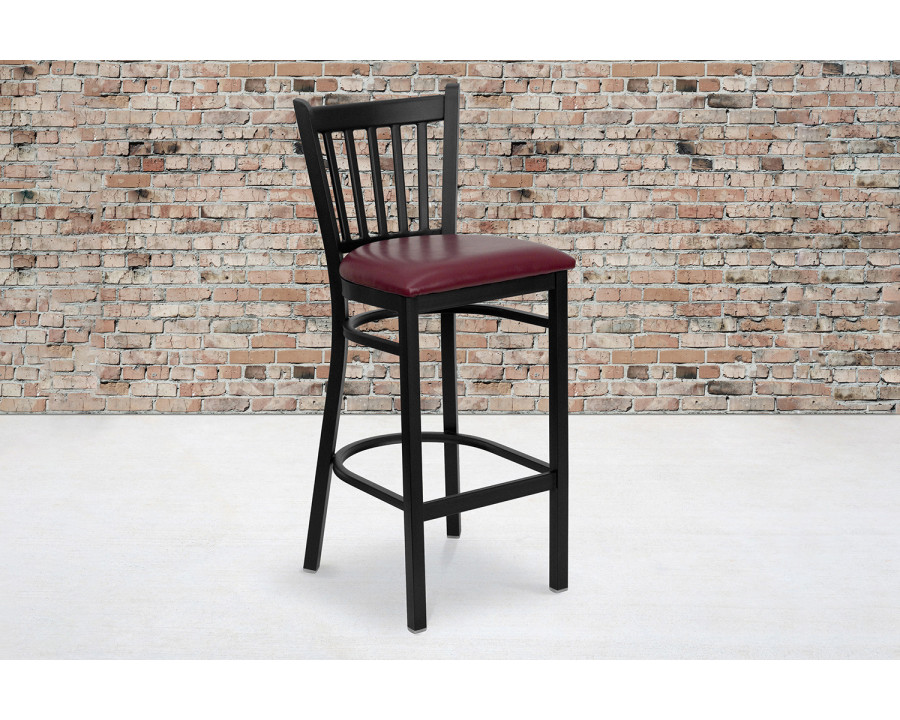 BLNK HERCULES Series Black Metal Vertical Back Restaurant Bar Stool with Vinyl Seat