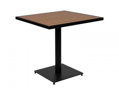 BLNK - Square Outdoor Patio Bistro Dining Table with Faux Teak Poly Slats