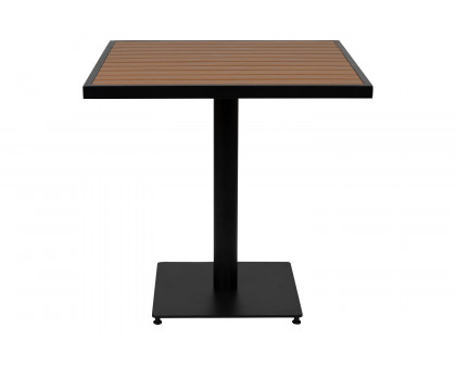 BLNK - Square Outdoor Patio Bistro Dining Table with Faux Teak Poly Slats