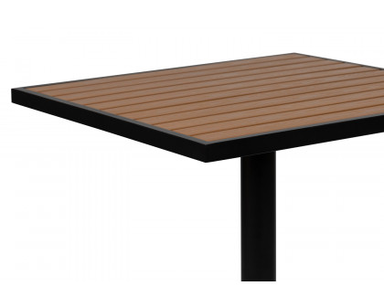 BLNK - Square Outdoor Patio Bistro Dining Table with Faux Teak Poly Slats