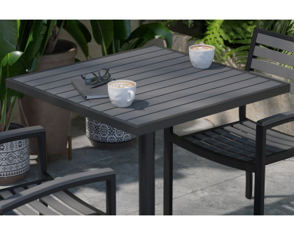 BLNK - Square Outdoor Patio Bistro Dining Table with Faux Poly Slats