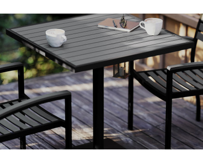 BLNK - Square Outdoor Patio Bistro Dining Table with Faux Poly Slats