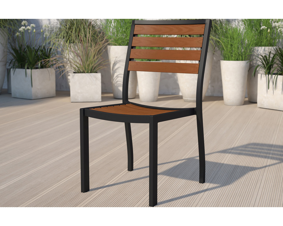 BLNK - Lark Outdoor Stackable Faux Teak Side Chair