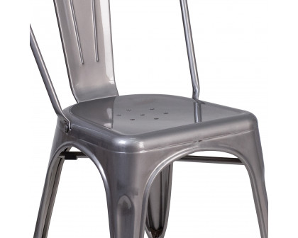 BLNK - Lincoln Metal Clear Coated Indoor Stackable Chair