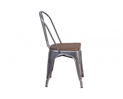 BLNK™ - Lincoln Metal Clear Coated Stackable Chair with Wood Seat