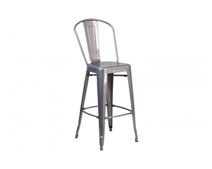 BLNK - Lincoln Clear Coated Metal Indoor Bar Stool with Back