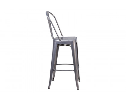 BLNK - Lincoln Clear Coated Metal Indoor Bar Stool with Back