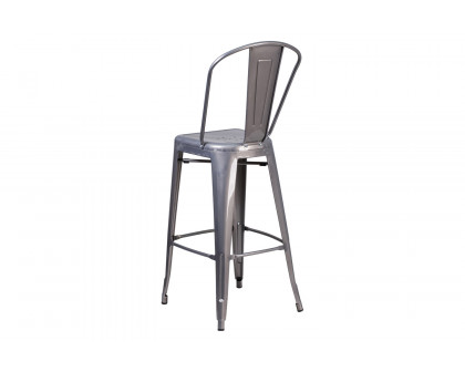 BLNK - Lincoln Clear Coated Metal Indoor Bar Stool with Back