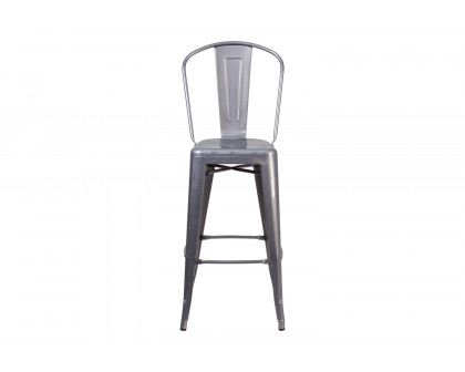 BLNK - Lincoln Clear Coated Metal Indoor Bar Stool with Back