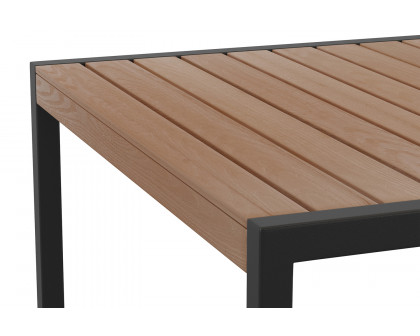 BLNK Rectangular Outdoor Steel Framed Dining Table with Synthetic Poly Slats and Umbrella Hole - Teak