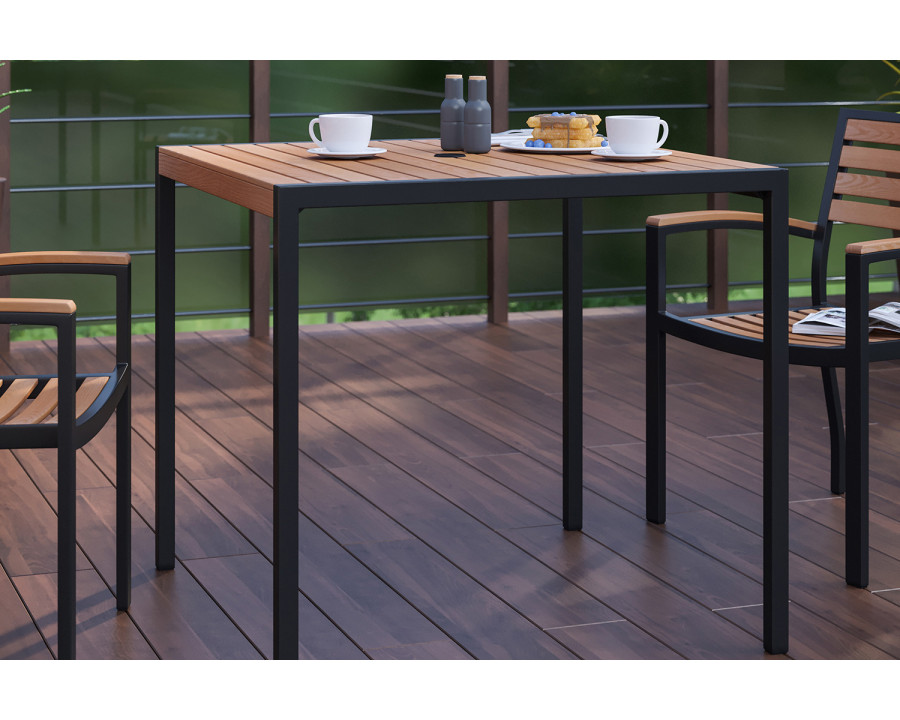 BLNK - Lark Outdoor Square Dining Table with Synthetic Teak Poly Slats