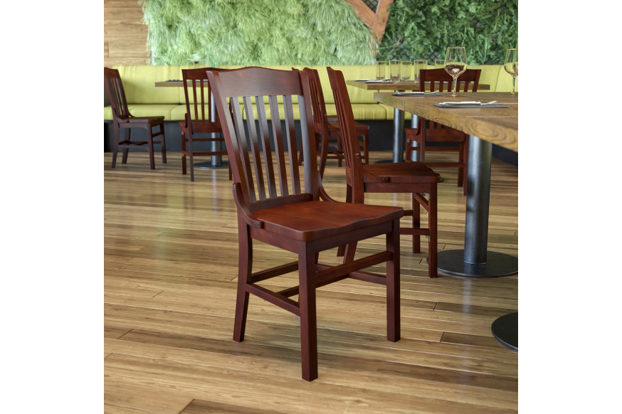 BLNK™ HERCULES Series Wood School House Back Restaurant Chair - Mahogany