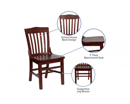 BLNK™ HERCULES Series Wood School House Back Restaurant Chair - Mahogany