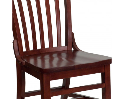 BLNK™ HERCULES Series Wood School House Back Restaurant Chair - Mahogany